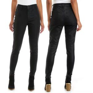 Crown & Ivy Black Coated High Rise Skinny Jeans Size 6 NWT